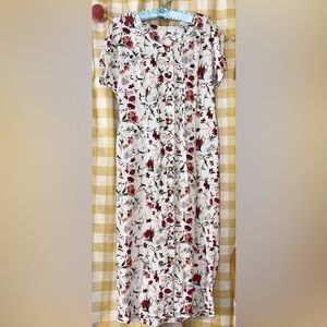 VTG 13/14 90’s floral button up midi/maxi dress w tie back by Basic Editions EUC